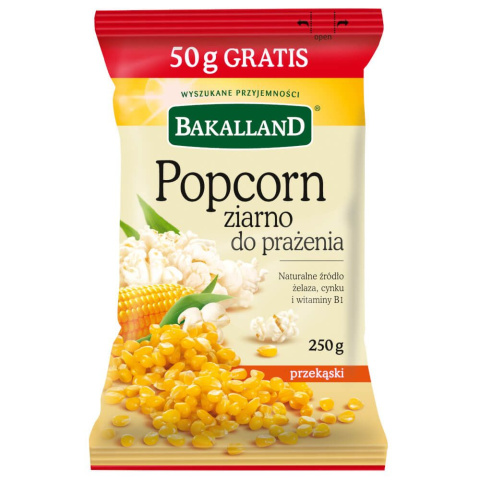 BAKALLAND POPCORN KUKURYDZA DO PRAŻENIA - 250G BAKALLAND POPCORN KUKURYDZA DO PRAŻENIA - 250G