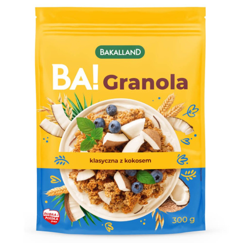 BAKALLAND BA! GRANOLA KLASYCZNA Z KOKOSEM - 300G BAKALLAND BA! GRANOLA KLASYCZNA Z KOKOSEM - 300G