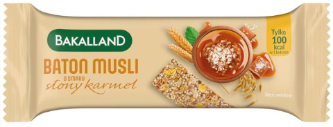 BAKALLAND BATON MUSLI SŁONY KARMEL 30G Batonik BAKALLAND BATON MUSLI SŁONY KARMEL 30G Batonik