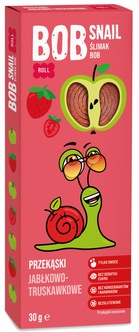 BOB SNAIL Przekąska jabłkowo- truskawkowa 30g BOB SNAIL Przekąska jabłkowo- truskawkowa 30g