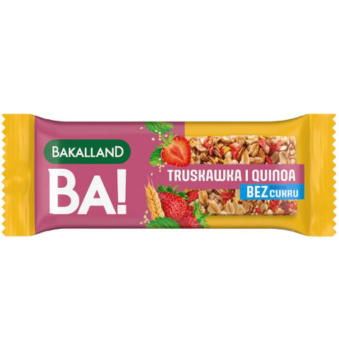 Baton zbożowy Bakalland BA! 5 zbóż truskawka i quinoa Batonik Baton zbożowy Bakalland BA! 5 zbóż truskawka i quinoa Batonik