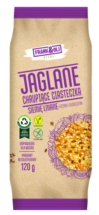 Ciasteczka jaglane z siemieniem lnianym + sezam bez GMO 120g ZPC BOX