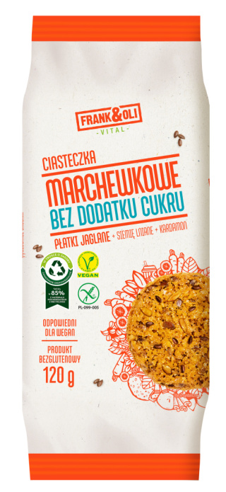 Ciasteczka jaglano-marchewkowe bezglutenowe 120 g - ZPC BOX