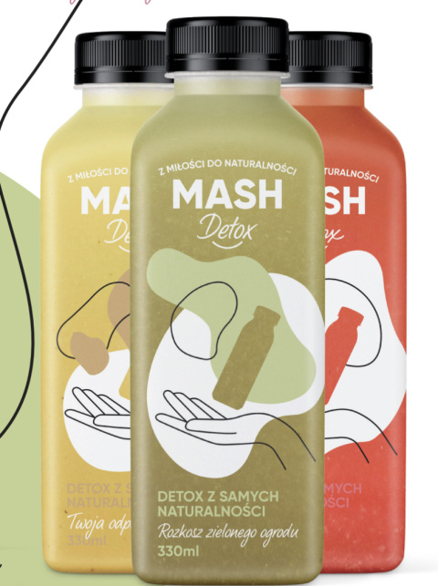 MASH DETOX Detoks sokowy - 15 świeżych soków. Rózne smaki. 330ml x15szt MASH DETOX Detoks sokowy - 15 świeżych soków. Rózne smaki. 330ml x15szt