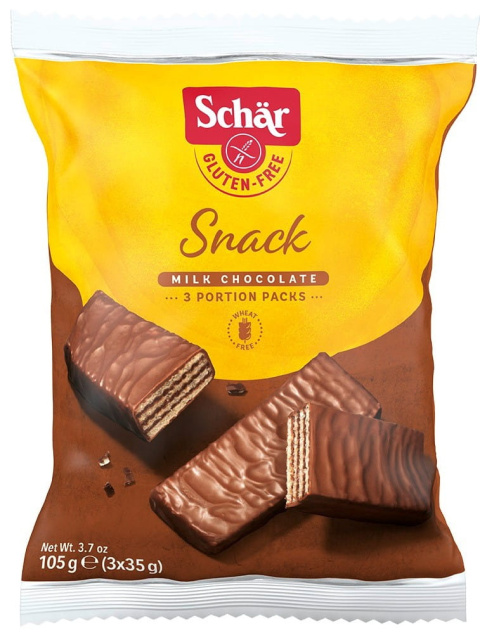 SCHAR Wafle w polewie czekoladowej Snack bezglutenowe 105 g SCHAR Wafle w polewie czekoladowej Snack bezglutenowe 105 g
