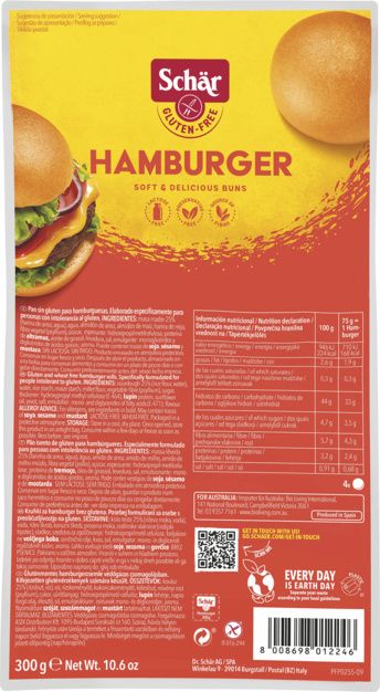 SCHAR bułki bezglutenowe HAMBURGER 300g SCHAR bułki bezglutenowe HAMBURGER 300g