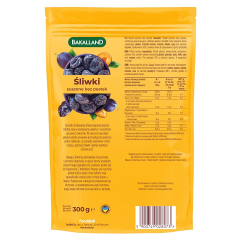BAKALLAND ŚLIWKI SUSZONE 300G BAKALLAND ŚLIWKI SUSZONE 300G
