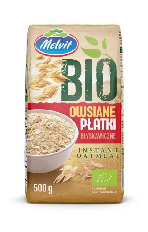MELVIT BIO Płatki owsiane błyskawiczne 500g MELVIT BIO Płatki owsiane błyskawiczne 500g