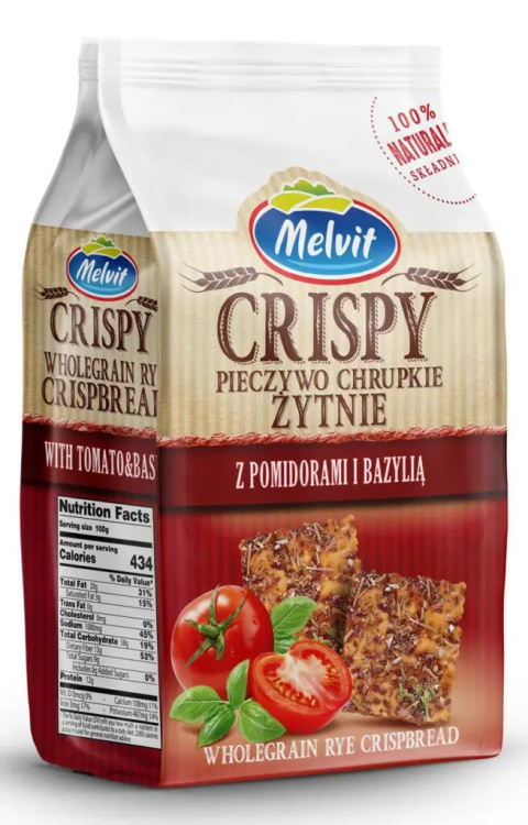 MELVIT Crispy żytni z pomidorami i bazylią 150g MELVIT Crispy żytni z pomidorami i bazylią 150g