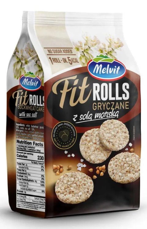 MELVIT FIT ROLLS wafle gryczane z solą morską 60g MELVIT FIT ROLLS wafle gryczane z solą morską 60g