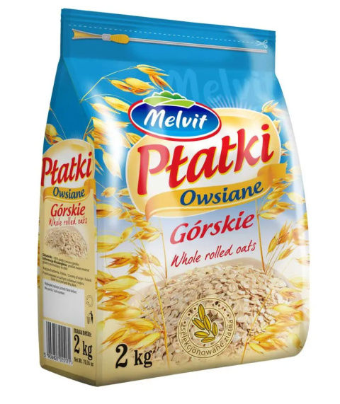 MELVIT Płatki owsiane górskie 2kg XXL OPAKOWANIE Z ZAMKNIĘCIEM MELVIT Płatki owsiane górskie 2kg XXL OPAKOWANIE Z ZAMKNIĘCIEM