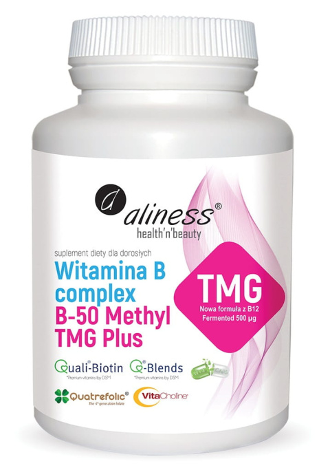 ALINESS Witamina B Complex B-50 Methyl TMG PLUS 100 Kapsułek ALINESS Witamina B Complex B-50 Methyl TMG PLUS 100 Kapsułek