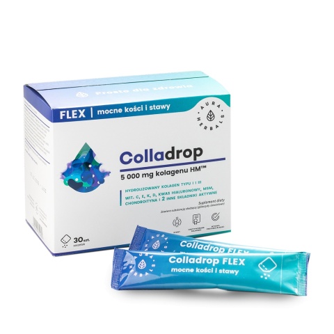 AURA HERBALS Colladrop Flex kolagen morski 5000 mg saszetki 30 szt AURA HERBALS Colladrop Flex kolagen morski 5000 mg saszetki 30 szt