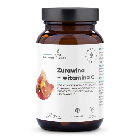 AURA HERBALS Żurawina 800 mg + Witamina C kapsułki 60szt AURA HERBALS Żurawina 800 mg + Witamina C kapsułki 60szt