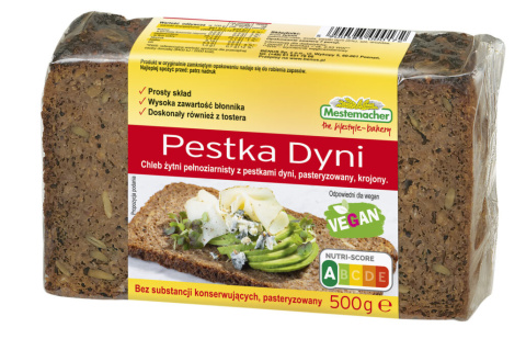 BENUS CHLEB ŻYTNI PEŁNOZIARNISTY PESTKA DYNI 500g BENUS CHLEB ŻYTNI PEŁNOZIARNISTY PESTKA DYNI 500g