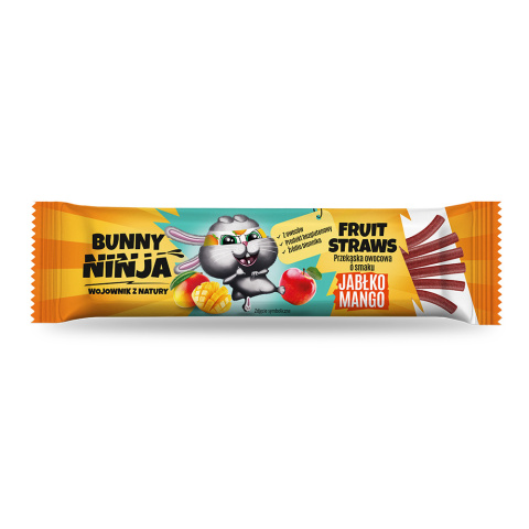 BUNNY NINJA Fruit Straws przekąska owocowa o smaku jabłko-mango16g BUNNY NINJA Fruit Straws przekąska owocowa o smaku jabłko-mango16g