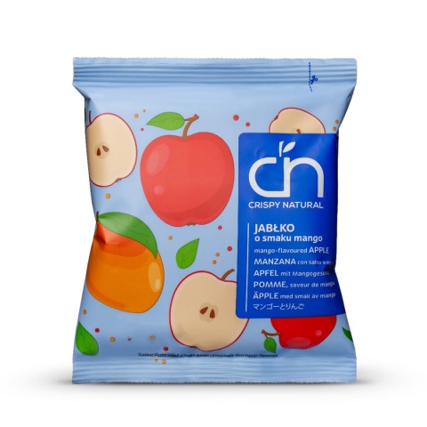 CRISPY NATURAL JABŁKO z sokiem z mango Naturalne suszone chipsy 18g CRISPY NATURAL JABŁKO z sokiem z mango Naturalne suszone chipsy 18g