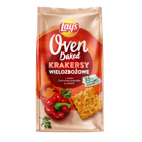 LAY'S Oven Baked Krakersy wielozbożowe o smaku czerwonej papryki 80G LAY'S Oven Baked Krakersy wielozbożowe o smaku czerwonej papryki 80G