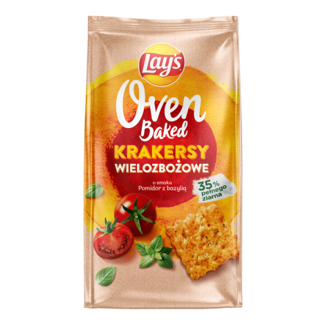 LAY'S Oven Baked Krakersy wielozbożowe o smaku pomidora z bazylią 80G LAY'S Oven Baked Krakersy wielozbożowe o smaku pomidora z bazylią 80G