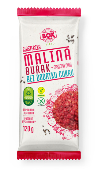 ZPC BOX CIASTECZKA MALINA BURAK NASIONA CHIA BEZ GLUTENU 120g