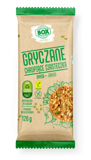 CIASTECZKA GRYCZANE PESTKAMI DYNI I JABŁKIEM GLUTENU 120g - ZPC BOX