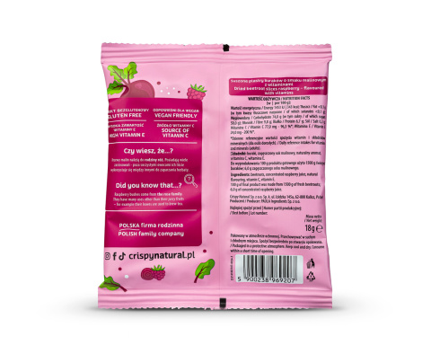 CRISPY burak suszony z sokiem malinowym 18g CRISPY burak suszony z sokiem malinowym 18g
