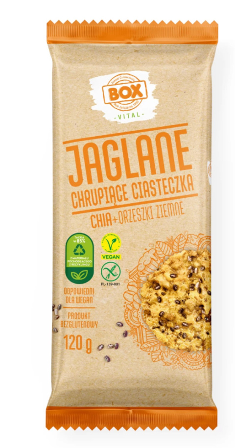 Ciasteczka jaglane z orzechami + chia bez GMO 120 g ZPC BOX Ciasteczka jaglane z orzechami + chia bez GMO 120 g ZPC BOX