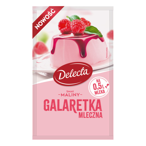 Delecta Galaretka mleczna smak maliny 60g Delecta Galaretka mleczna smak maliny 60g