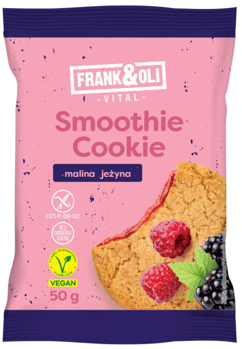 FRANK&OLI Ciastko z nadzieniem Smoothie cookie malina jeżyna 50g FRANK&OLI Ciastko z nadzieniem Smoothie cookie malina jeżyna 50g