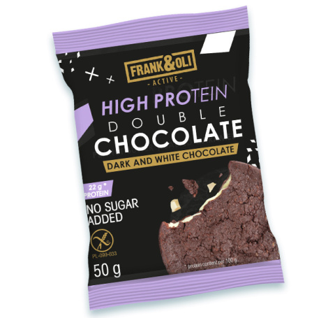 FRANK&OLI Double chocolate protein miękkie ciastko czekoladowe z nadzieniem 50g FRANK&OLI Double chocolate protein miękkie ciastko czekoladowe z nadzieniem 50g