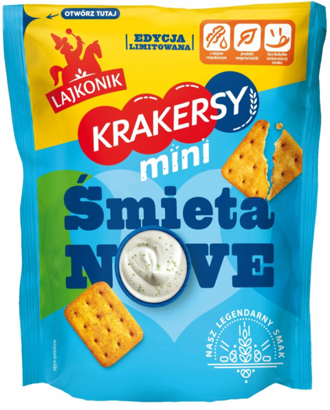 LAJKONIK Krakersy mini ŚmietaNove 100g LIMITOWANE LAJKONIK Krakersy mini ŚmietaNove 100g LIMITOWANE