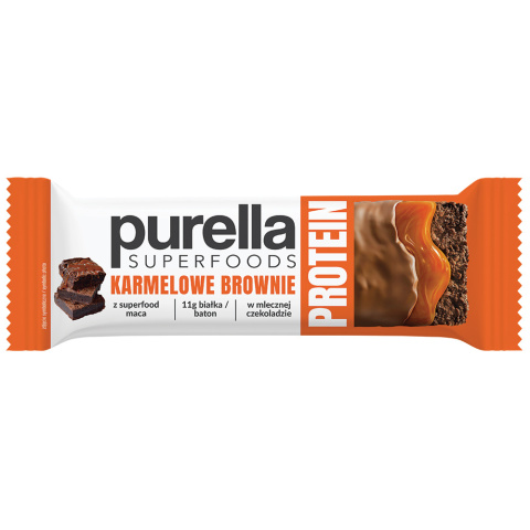 Purella Superfoods Protein bar baton proteinowy proteinowy karmelowe brownie 45g Purella Superfoods Protein bar baton proteinowy proteinowy karmelowe brownie 45g