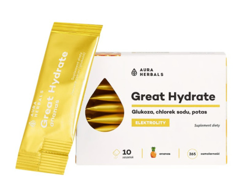 AURA HERBALS Great Hydrate, elektrolity ananas, saszetki 10 szt. AURA HERBALS Great Hydrate, elektrolity ananas, saszetki 10 szt.