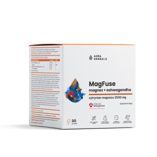 AURA HERBALS MagFuse: magnez + ashwagandha, saszetki 30 szt.