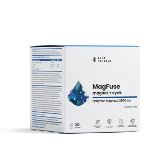 AURA HERBALS MagFuse: magnez + cynk, saszetki 30 szt.
