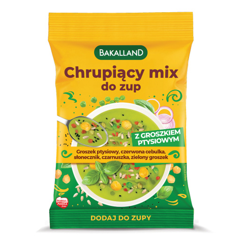 BAKALLAND Chrupiący Mix do zup z groszkiem ptysiowym 75g BAKALLAND Chrupiący Mix do zup z groszkiem ptysiowym 75g