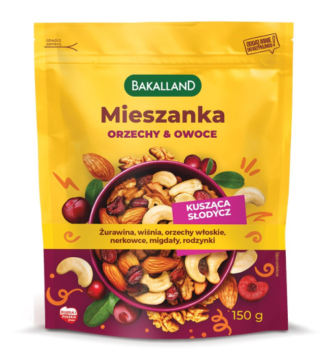 BAKALLAND Mieszanka Orzechy&Owoce Kusząca Słodycz 150g BAKALLAND Mieszanka Orzechy&Owoce Kusząca Słodycz 150g
