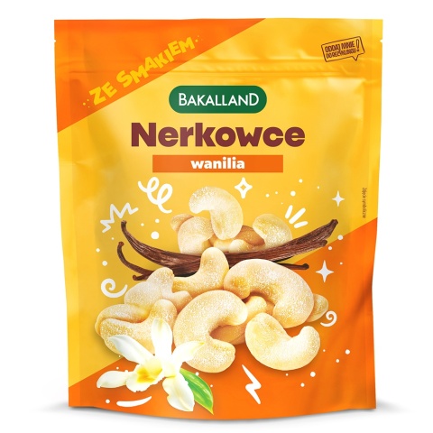 BAKALLAND Orzechy nerkowca prażone Wanilia 170g BAKALLAND Orzechy nerkowca prażone Wanilia 170g