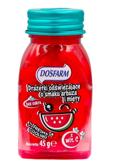 DOSFARM Drażetki odświeżające o smaku arbuza i mięty 45g DOSFARM Drażetki odświeżające o smaku arbuza i mięty 45g