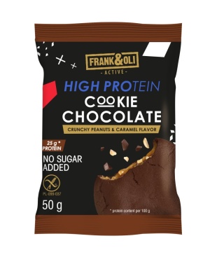 FRANK&OLI High Protein Cookie CHOCOLATE witch Crunchy peanuts and Caramel flavor 50g