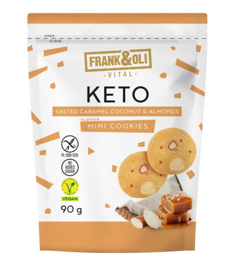 FRANK&OLI KETO MINI CIASTECZKA SŁONY KARMEL KOKOS I MIGDAŁY 90G FRANK&OLI KETO MINI CIASTECZKA SŁONY KARMEL KOKOS I MIGDAŁY 90G