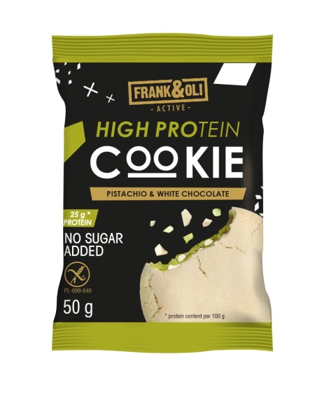 FRANK&OLI Hight Protein Cookie Pistachio&White Chocolate 50g FRANK&OLI Hight Protein Cookie Pistachio&White Chocolate 50g