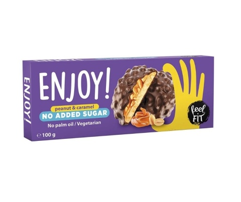 Feel FIT Ciastka z karmelem i orzeszkami bez cukru 100g Feel FIT Ciastka z karmelem i orzeszkami bez cukru 100g
