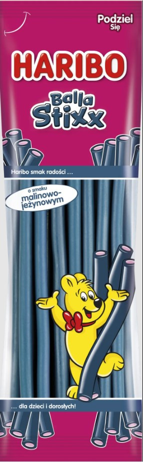 HARIBO Żelki Balla Stixx o smaku malinowo-jeżynowym 80g HARIBO Żelki Balla Stixx o smaku malinowo-jeżynowym 80g