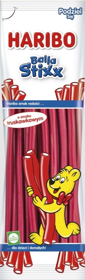 HARIBO Żelki Balla Stixx o smaku truskawkowym 80g HARIBO Żelki Balla Stixx o smaku truskawkowym 80g