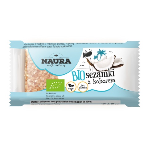 NAURA Sezamki z kokosem BIO 27g NAURA Sezamki z kokosem BIO 27g