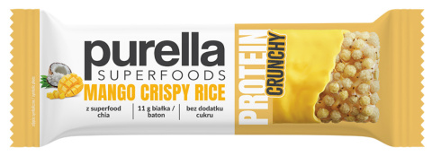 Purella Superfoods Protein bar baton proteinowy mango crispy rice 45g Purella Superfoods Protein bar baton proteinowy mango crispy rice 45g